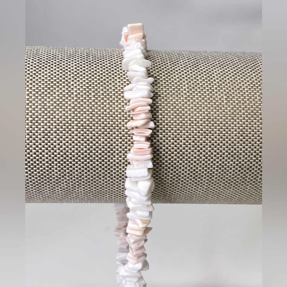 Anklet Boho Puka Shell White/Peachy Pink-OS